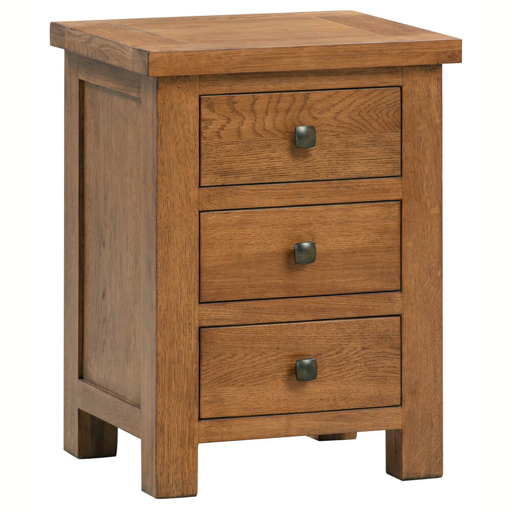 DORCHESTER RUSTIC 3 Drawer Bedside Table Bedroom Furniture